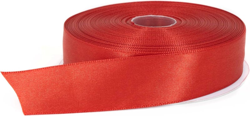 Stuffvisor Red Satin Ribbon - 1 inch x 50 Yards, Double Face Solid Color, Thick and Durable Ribbon Roll for Gift Wrapping, Crafts, Hair and Multiple Decorations - Image 1
